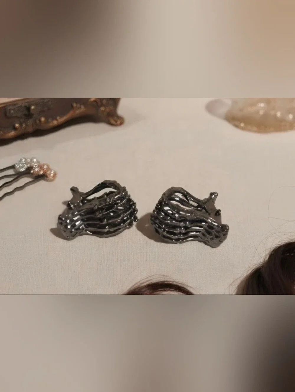 Black Skeleton Bow Hair Clip - Accessory